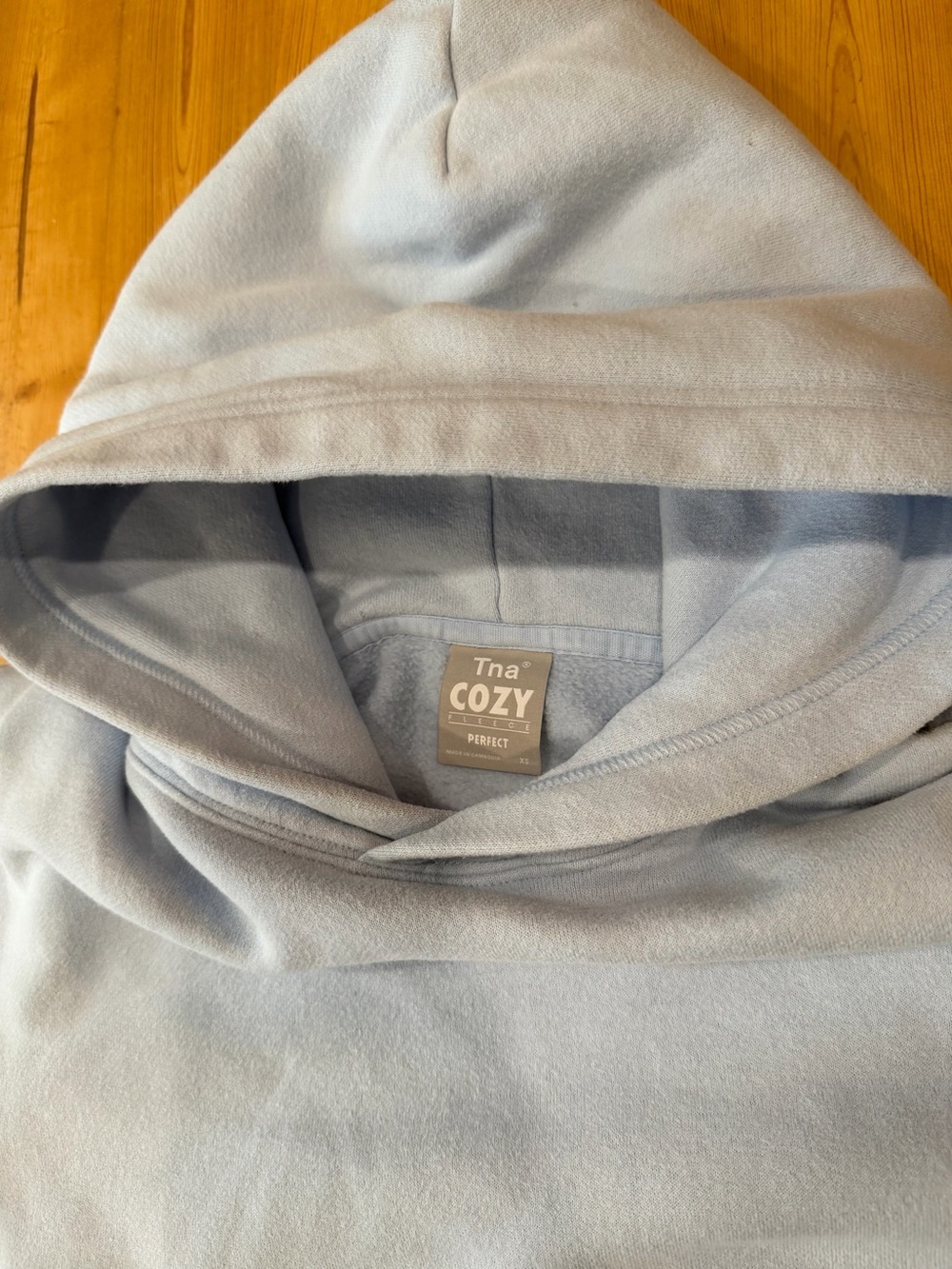TNA Cozy Pullover Hoodie in Pale Blue XS perfect fit